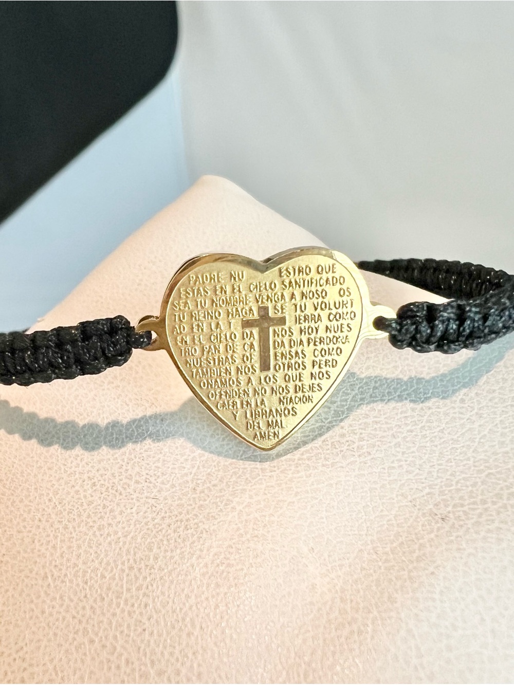 NEW Gold Heart Padre Nuestro (Lord’s Prayer) Bracelet Spanish Adjustable